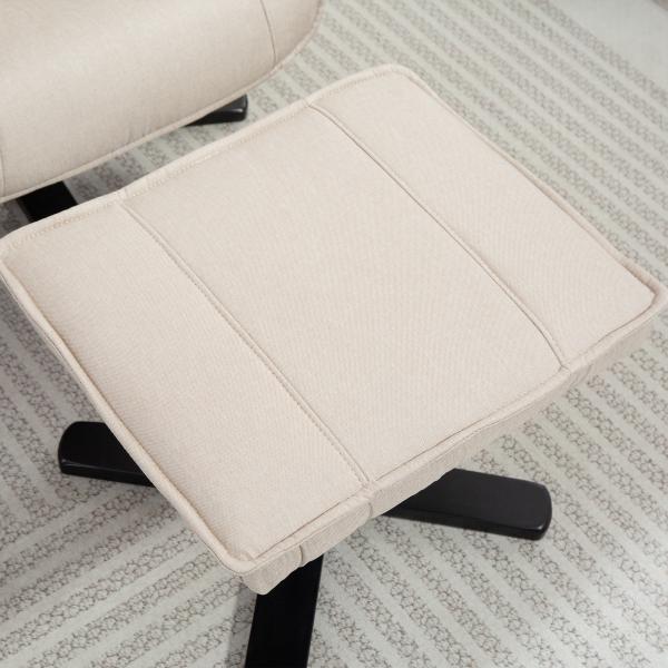 Poltrona Relax Reclinável com Apoio para os Pés Poltrona Giratória Estofada em Linho e Função Baloiço 67x87x96 cm Bege
