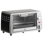 Mini Forno Elétrico de 10 Litros 750W com Temperatura até 230 °C Temporizador 60 Minutos Bandeja e Grade 36,5x26x22cm Preto e Prata