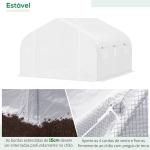 Estufa Tipo Túnel 350x300x200 cm com Porta Enrolável 6 Janelas Estufa para Cultivo de Plantas Verduras Branco