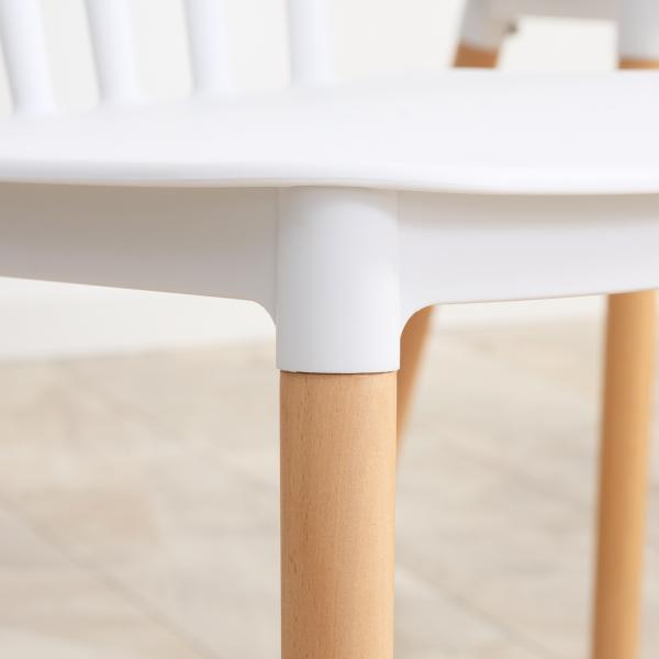 Conjunto de 4 Cadeiras Estilo Nórdico com Encosto Alto e Pés de Madeira de Faia 48x52,5x83cm Branco e Madeira