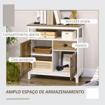 Aparador Sala de Estar com 2 Portas Gaveta e Prateleira Ajustável para Sala de Jantar Cozinha Dormitório 76,6x35x81,5 cm Branco e Madeira Envelhecida