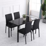 Conjunto de 4 Cadeiras de Sala de Jantar Estofadas com Pés de Metal Cadeiras Modernas 41x50x91 cm Preto