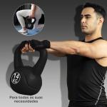 Peso Russo de 4 kg Kettlebell Fitness Preenchido de Areia com Punho Largo Antiderrapante 18x12x20 cm Preto
