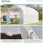 Estufa Tipo Túnel 400x200x200cm Estufa de Jardim com 6 Janelas Transpiráveis e Portas Enrolável com Zíper para Cultivo de Plantas e Verduras Branco