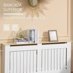 Cobertura Radiador 152x19x83cm Cobertura Radiador de MDF e Melamina com Dispositivo Anti - Rolamento Desenho Moderno para Sala de Estar Dormitório Branco