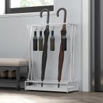 Suporte para Guarda - Chuva Moderno Retangular com 24 Ganchos 21 Espaços e Bandeja Recolhedora de Gotas 50x24x68 cm Branco