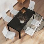 Conjunto de 6 Cadeiras de Sala de Jantar Estofadas em Linho com Pernas em Metal Cadeiras Modernas para Cozinha Quarto Suporta até 120 kg 41x50x97 cm Branco
