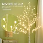 Árvore Sintética Altura 150cm com 120 Luzes LED IP44 Ajustável em 3 Modos Ramos Flexíveis 20x20x150cm Branco