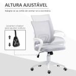 Cadeira de Escritório de Malha Giratória com Altura Ajustável Função Basculante e Apoio para os Braços 57x55x89 - 109 cm Cinza