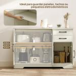 Aparador com 3 Portas Moderno para Sala de Estar com 2 Gavetas Prateleira Ajustável 120x38x79 cm Branco com Efeito Madeira
