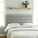 Cabeceira de Cama 140 cm Altura Ajustável em 3 Níveis 106/116/126 cm Estofada em Linho Cinza