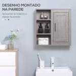 Armário Casa de Banho de Parede com 3 Prateleiras Abertas 1 Armário Móvel Auxiliar de Parede para Casa de Banho 48x20x50cm Cinza