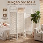 Biombo Separador de Ambientes de 6 Painéis Dobrável em Corda de Papel 160x170 cm Decoração para Quarto Branco
