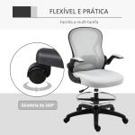 Cadeira de Escritório com Suporte Lombar Apoio para os Braços Dobrável e Altura Ajustável 59x65x102 - 122 cm Cinza