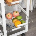 Carrinho de cozinha multifuncional com gavetas Cestas Prateleiras de especiarias Toalheiro Rodas 92x37x82 cm Branco