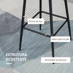 Conjunto de 2 Bancos Altos Estofados em PU com Encosto Alto Pés de Aço e Apoio para os Pés 50x47,5x102,5cm Marrom