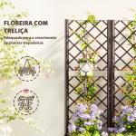 Floreira com Treliça de PP com Drenagem e Amplo Espaço para Plantas Trepadoras Vaso com Suporte para Jardim 120x40x135 cm Marrom