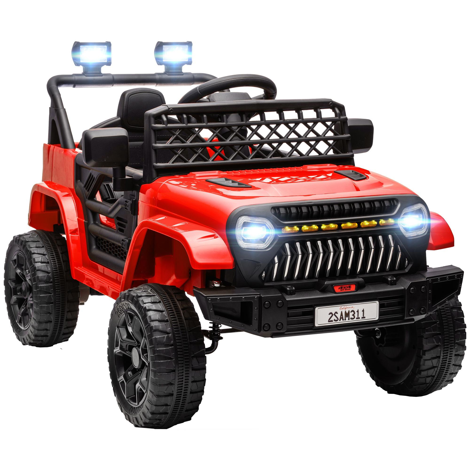 Carro Elétrico para Crianças Carro Elétrico Infantil UTV 12V com Velocidade Ajustável USB e Faróis 95x62,5x65 cm Vermelho