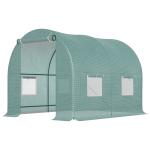 Estufa Tipo Túnel 250x200x200cm Estufa de Jardim com Janelas e Portas Enroláveis para Cultivo de Plantas Verde