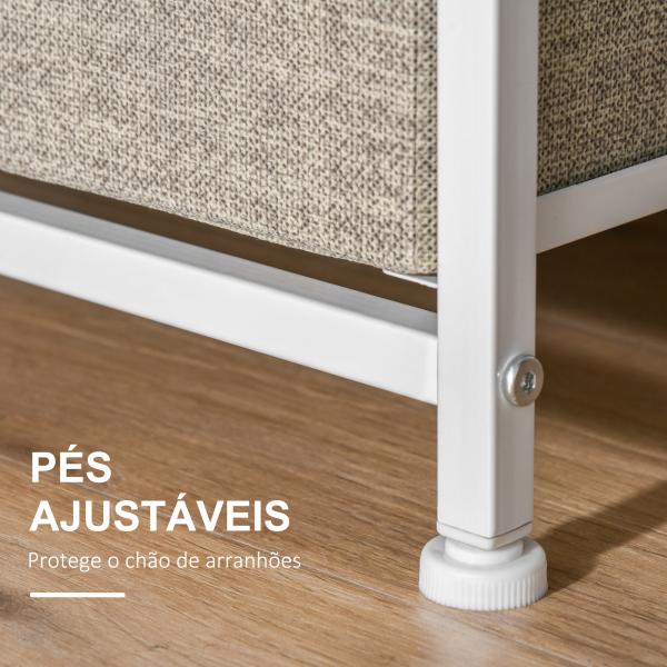 Mesa de Cabeceira com 3 Gavetas de Tecido para Dormitório Sala de Estar Corredor 45x30x71 cm Cinza e Branco