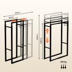 Suporte para Lenha Extensível com 4 Ganchos Carga Máxima 100 kg para Interior e Exterior 40 - 65x25x100 - 150 cm Preto