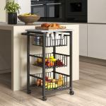 Fruteira para Cozinha Carrinho de Cozinha com 3 Cestas e Estrutura de Aço 49,5x31x69 cm Cinza Claro