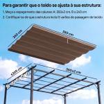 Cobertura para Pérgola 3,5x2,5 m Teto de Substituição Retrátil para Pérgola com 10 Orifícios de Drenagem Café