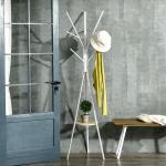 Cabide de Pé Metálico para Pendurar Roupa Bolsas com 9 Ganchos e Prateleira Cabide de Pé Moderno 45x45x180 cm Branco