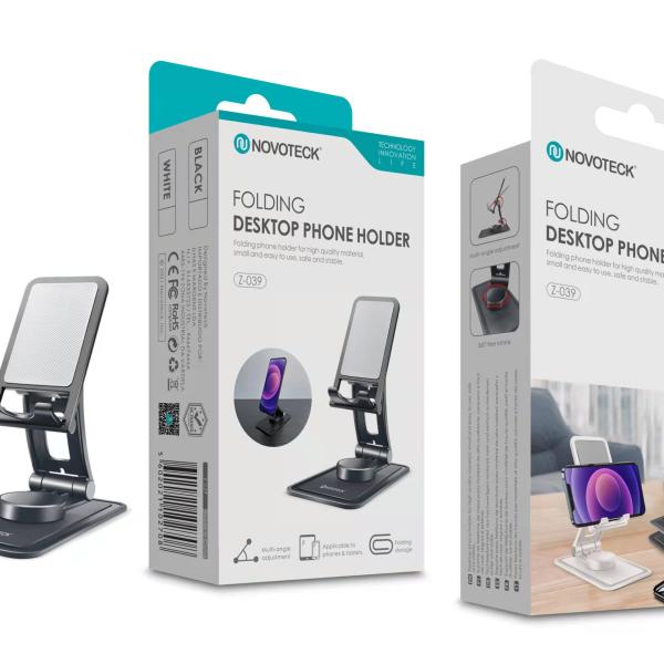 Suporte de Mesa Dobrável Z - 039 para Telemóveis e Tablets - Rotação 360°, Ajuste Multi - ângulo, Design Portátil