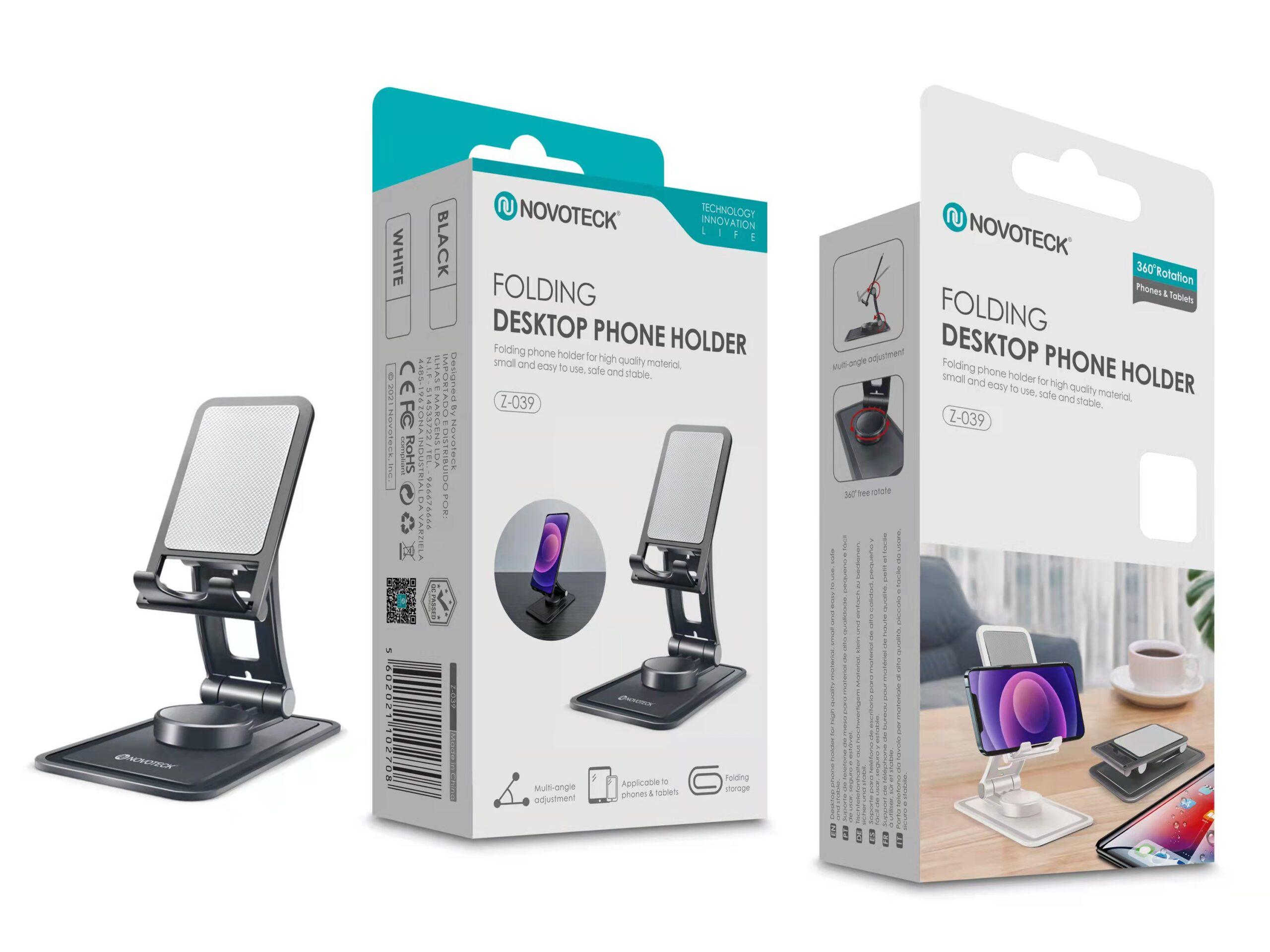 Suporte de Mesa Dobrável Z - 039 para Telemóveis e Tablets - Rotação 360°, Ajuste Multi - ângulo, Design Portátil