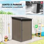 Abrigo de Jardim de Aço Galvanizado com Porta Fechadura e Teto Inclinado 0,92 m² 100x103x160 cm Marrom