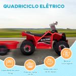 Quadriciclo Elétrico para Crianças com Reboque Bateria 6V de 18 - 36 Meses com Velocidade 2,5 km/h 106x41,5x48,5 cm Vermelho