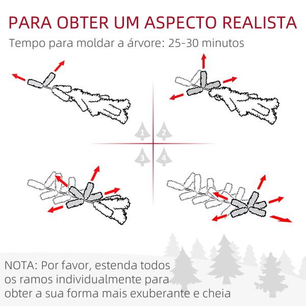 Árvore de Natal Artificial Nevada 180 cm com 508 Ramos 49 Pinhas Base Dobrável e Suporte de Aço Ø73x180 cm Verde e Branco