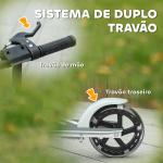 Trotinete Dobrável para Crianças de 3 - 8 Anos com Luzes LED Guiador com 4 Alturas Ajustáveis Travão Traseiro e de Mão 73x36x73 - 89 cm Branco