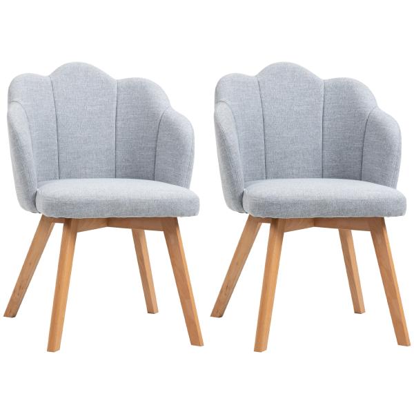 Cadeiras Sala de Jantar Estofada em Linho Sintético com Assento e Encosto Acolchoados Estilo Moderno 58x60x82 cm Azul Claro