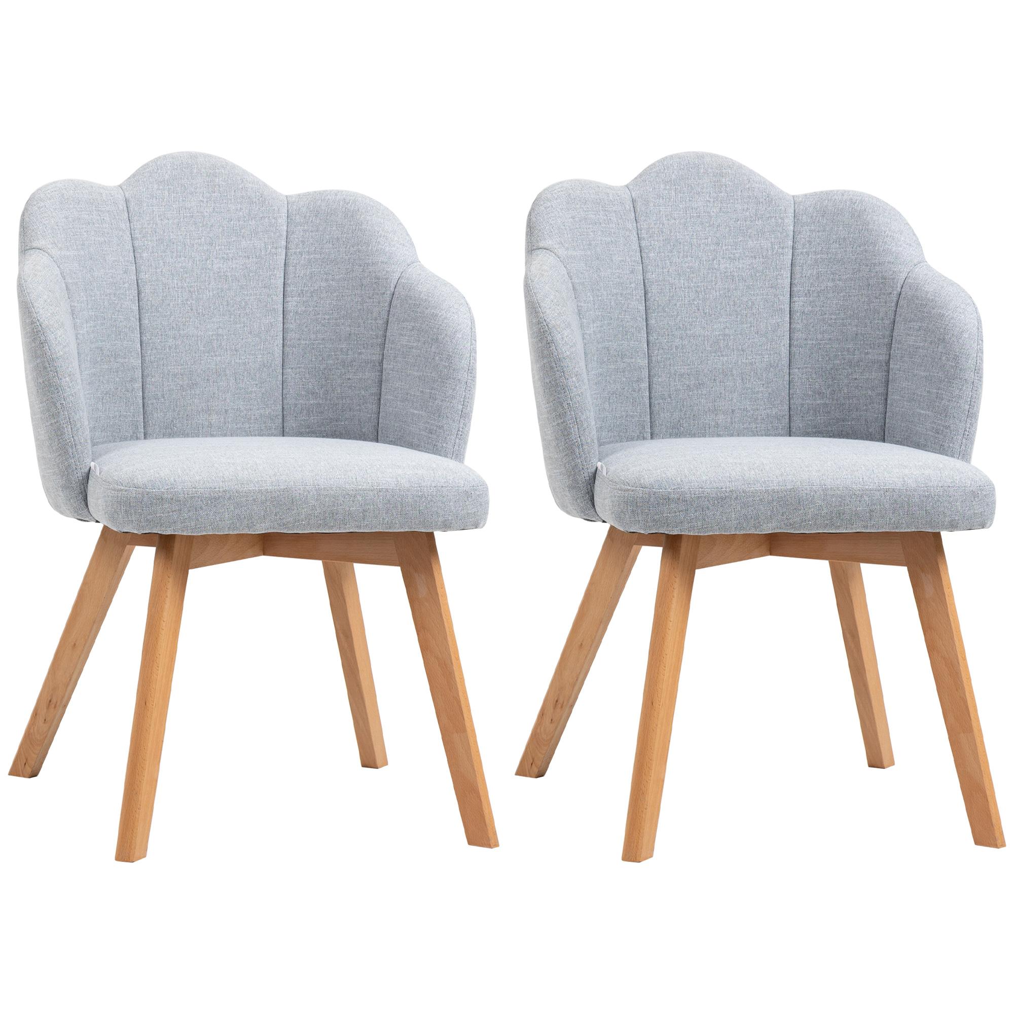 Cadeiras Sala de Jantar Estofada em Linho Sintético com Assento e Encosto Acolchoados Estilo Moderno 58x60x82 cm Azul Claro