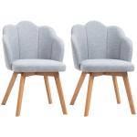 Cadeiras Sala de Jantar Estofada em Linho Sintético com Assento e Encosto Acolchoados Estilo Moderno 58x60x82 cm Azul Claro