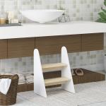 Banco para Crianças de 2 Degraus Torre de Aprendizagem Escada para Crianças acima de 3 Anos para Casa de Banho Cozinha 43x30x55 cm Branco