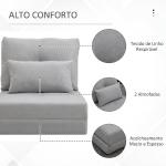 Sofá - Cama Individual Dobrável Revestido em Linho com Encosto Ajustável 5 Posições 1 Almofada Cinzento Claro