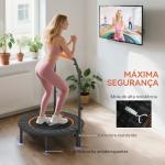 Trampolim Fitness Ø102 Trampolim Dobrável com Pega Ajustável em 4 Níveis Estrutura de Aço Preto e Laranja
