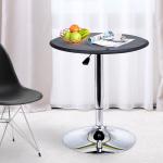 Mesa de Bar com Altura Ajustável Giratória 360° com Base Redonda Mesa Alta Moderna para Cozinha Ø63x67 - 93 cm Preto