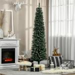 Árvore de Natal Artificial Altura 190 cm com 570 Ramos de PVC Ignífugos Base Dobrável e Suporte Metálico Decoração de Natal Ø53x190 cm Verde