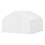 Estufa Tipo Túnel 350x300x200 cm com Porta Enrolável 6 Janelas Estufa para Cultivo de Plantas Verduras Branco