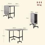 Mesa de Jantar Dobrável para 4 - 6 Pessoas com Rodas e Abas Rebatíveis para Cozinha 120x80x73 cm Cinzento