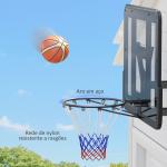 Tabela de Basquetebol de Parede para Interior e Exterior com Painel Inquebrável de 110x75 cm e Rede Resistente a Rasgos Preto