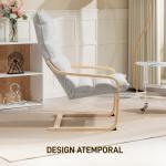 Poltrona de Sala Moderna com Encosto Alto Acolchoado Estrutura de Madeira e Estofada em Veludo 67x83x105 cm Creme