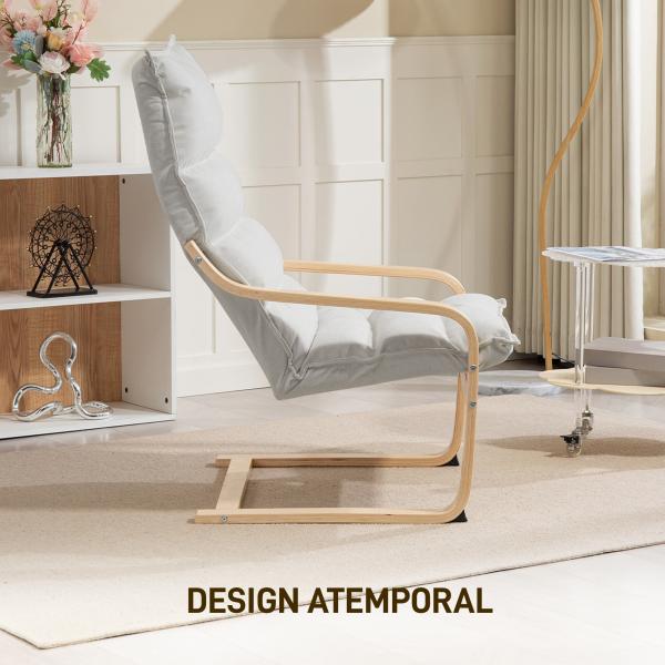 Poltrona de Sala Moderna com Encosto Alto Acolchoado Estrutura de Madeira e Estofada em Veludo 67x83x105 cm Creme