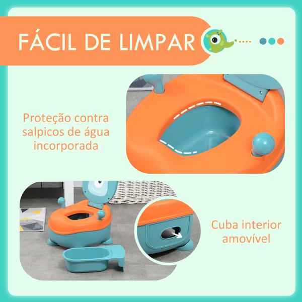 Bacio para Bebé de 6 - 36 Meses Portátil em Forma de Alienígena com Tampa e Estrutura Antiderrapante 35,6x35,7x22,2 cm Azul