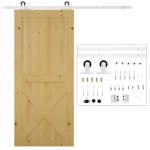 Ferragens para Porta Corredeira Kit de Acessórios para Porta Corredeira de Madeira com Guia de Chão Trilho de Aço de Carbono Branco