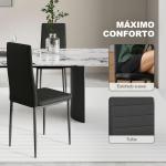 Conjunto de 6 Cadeiras de Sala de Jantar Estofadas em Linho com Pernas em Metal Cadeiras Modernas para Cozinha Quarto Suporta até 120 kg 41x50x97 cm Preto
